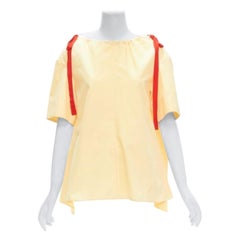 MARNI yellow 100% cotton red drawstring collar trapeze flared top IT36 XXS