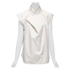 MARNI light grey cotton cut out draped collar boxy utility top IT36 XXS