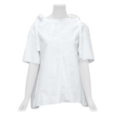 MARNI white 100% cotton side drawstring collar trapeze top IT38 XS