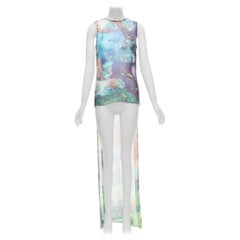 MARY KATRANTZOU Haut transparent, 100 % soie, imprimé aquatique, haut et bas, taille UK8 S