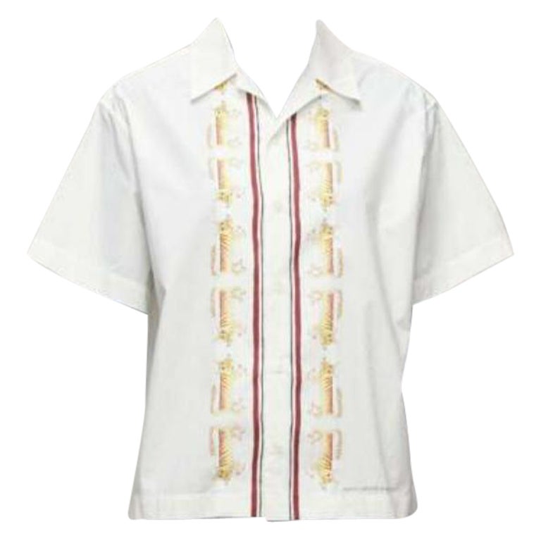 MARNI Maria Magdalena Suarez white cotton yellow tiger print shirt IT36 XXS For Sale