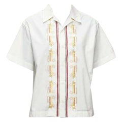 MARNI Maria Magdalena Suarez Camisa blanca algodón amarillo estampado tigre IT36 XXS