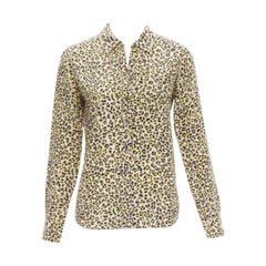 EQUIPMENT 100% silk brown black leopard print long sleeve shirt XS