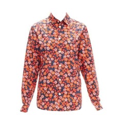 MARNI 100% cotton red blue floral print long sleeve shirt top IT38 XS