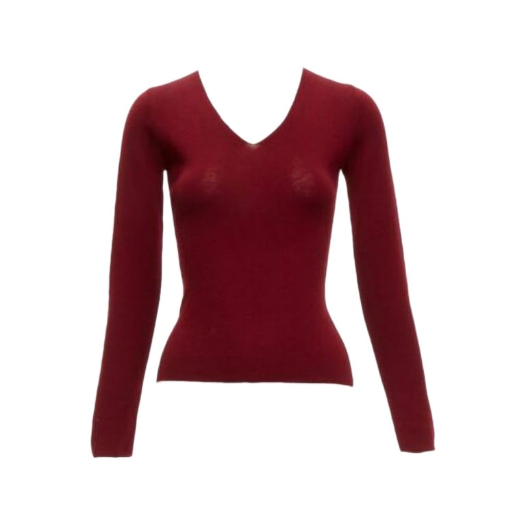 DOLCE GABBANA Vintage red 100% virgin wool V neck long sleeve sweater IT42 M