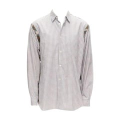 COMME DES GARCONS SHIRT brown blue white mixed plaid cotton shirt L