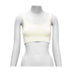 FENDI SKIMS Cremefarbenes Logo-Jacquard-Top mit Rundhalsausschnitt und bralette IT36 XXS