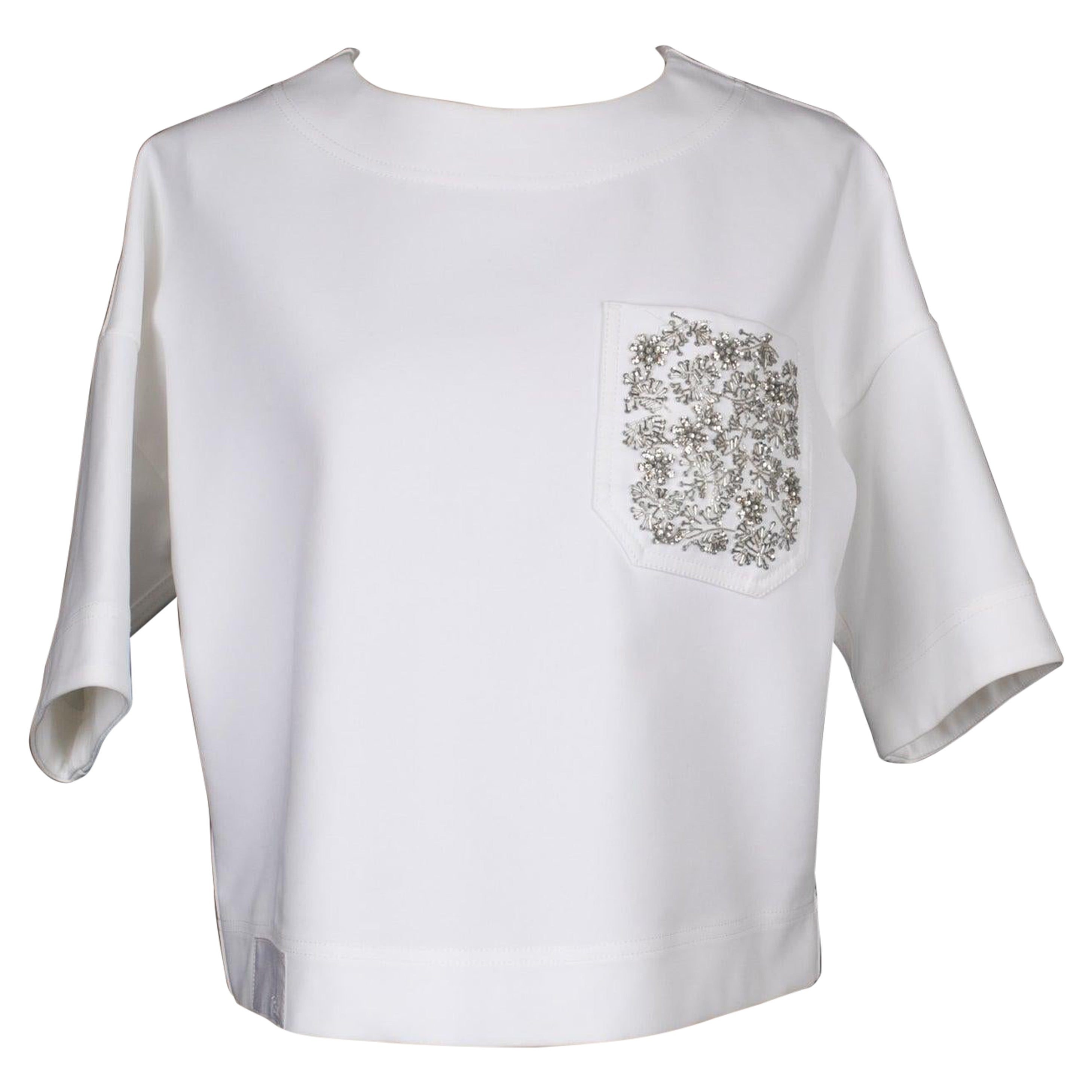 Christian Dior White Cotton Top For Sale