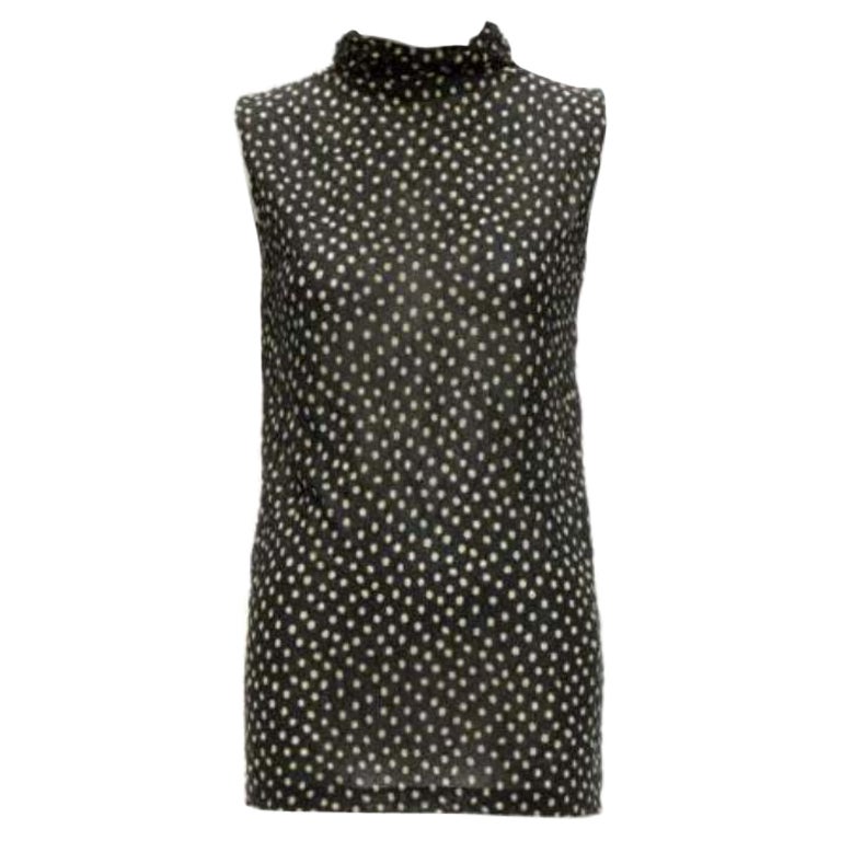 ISSEY MIYAKE Vintage negro amarillo lunares arrugados cuello alto chaleco S en venta