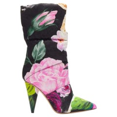 JIMMY CHOO Off-White Sara 100 floral brocade padded boots EU38.5