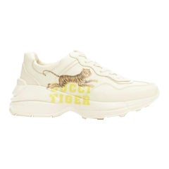 Gucci Rhyton crème Baskets chunky en cuir imprimé tigre EU37.5