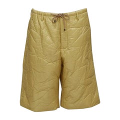 DRIES VAN NOTEN pantaloncini a gamba larga con coulisse imbottita color cachi IT46 S