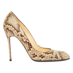 CHRISTIAN LOUBOUTIN marrone in pelle naturale squamata punta a spillo EU37