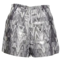 VALENTINO V Optische Metallic Silber grafische Jacquard Highwa stied Shorts IT38 XS