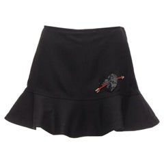 VALENTINO black virgin wool blend red bead Heart flared skirt shorts IT38 XS