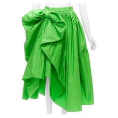 ALEXANDER MCQUEEN 2022 verde tafetán detalle de lazo falda de cóctel de talle alto IT38 XS