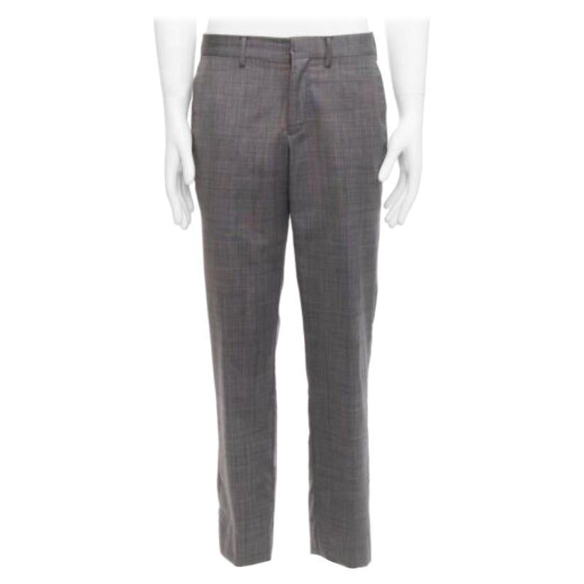 VERSACE 100% cotton grey checkered straight leg dress trousers IT48 M For Sale