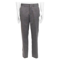 VERSACE 100% cotton grey checkered straight leg dress trousers IT48 M