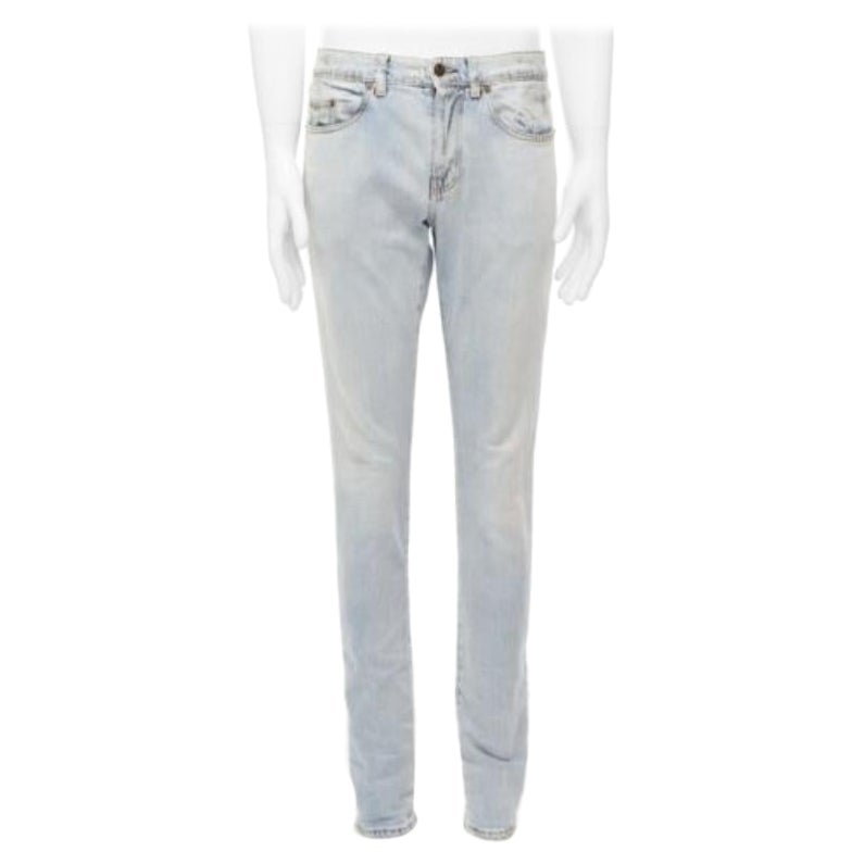 SAINT LAURENT D02 black smudge paint blue distressed washed jeans 30" For Sale