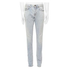 Saint Laurent D02 black smudge paint blue distressed washed jeans 30"