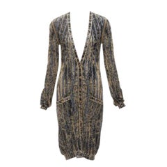 CHANEL gold black blue metallic lurex long cardigan sweaer FR38 M