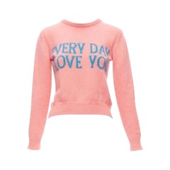 ALBERTA FERRETTI Jersey corto de cachemira azul rosado Everyday I Love You IT36 XS