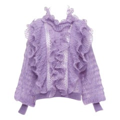 ALBERTA FERRETTI  jersey de manga larga de punto holgado con volante morado IT40 S