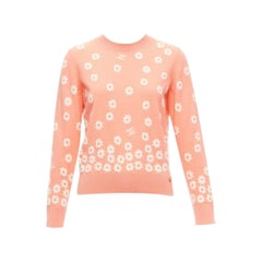 CHANEL 22P peach cashmere blend floral CC knitted pullover sweater FR34
