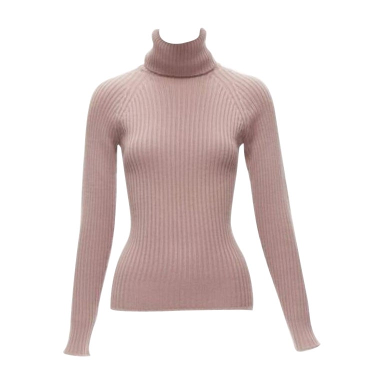 DOLCE GABBANA mauve pink raglan ribbed turtleneck sweater top IT42 M