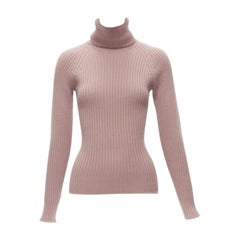 DOLCE GABBANA mauve pink raglan ribbed turtleneck sweater top IT42 M