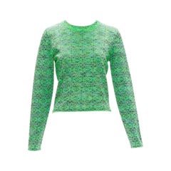 LOEWE Anagramm neongrüner Logo-Jacquard-Pullover mit Logo in Kurzform M