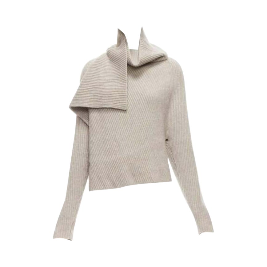 Pull col drapé Phoebe Philo pierre de laine cashmere XS en vente