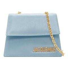 JACQUEMUS Le Piccolo blue leather gold chain boxy 2-way crossbody micro bag