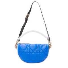 CHRISTIAN DIOR 2022 Vibe blue white cannage lambskin hobo shoulder bag