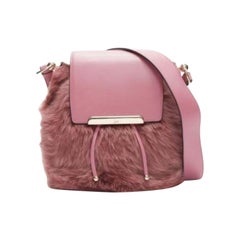 rare CHRISTIAN LOUBOUTIN Luckyl pink lamb fur 2 way shoulder bucket bag backpack
