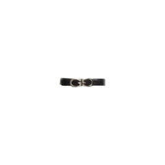 GUCCI Vintage silver GG logo buckle black smooth leather belt 30"