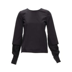 MARNI blusa negra de algodón con mangas a capas y cuello redondo FR36 S