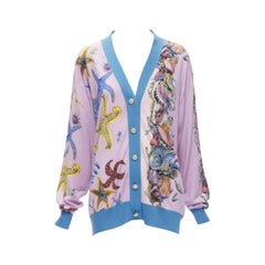VERSACE 2021 Tresor De La Mer pink starfish knit cardigan top IT40 S