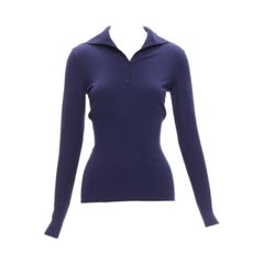 ALAIA maglia a collo alto con bottoni in misto lana blu navy FR40 L.
