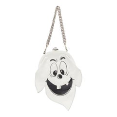 MOSCHINO COUTURE Runway white Friendly Ghost silver chain wrist purse bag