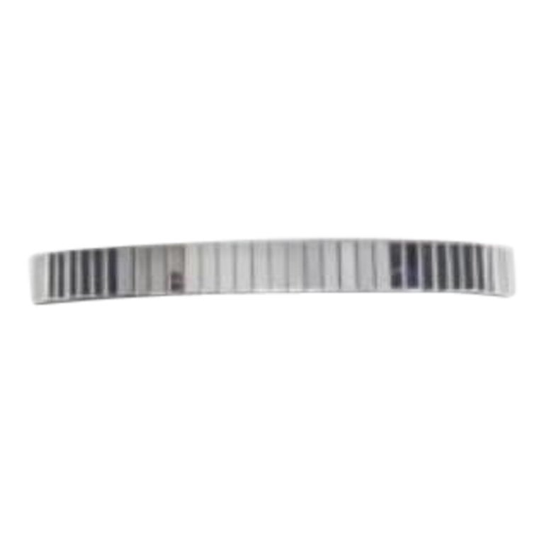 TOGA ARCHIVES silver mirrored acrylic tiles black leather elasticated belt For Sale