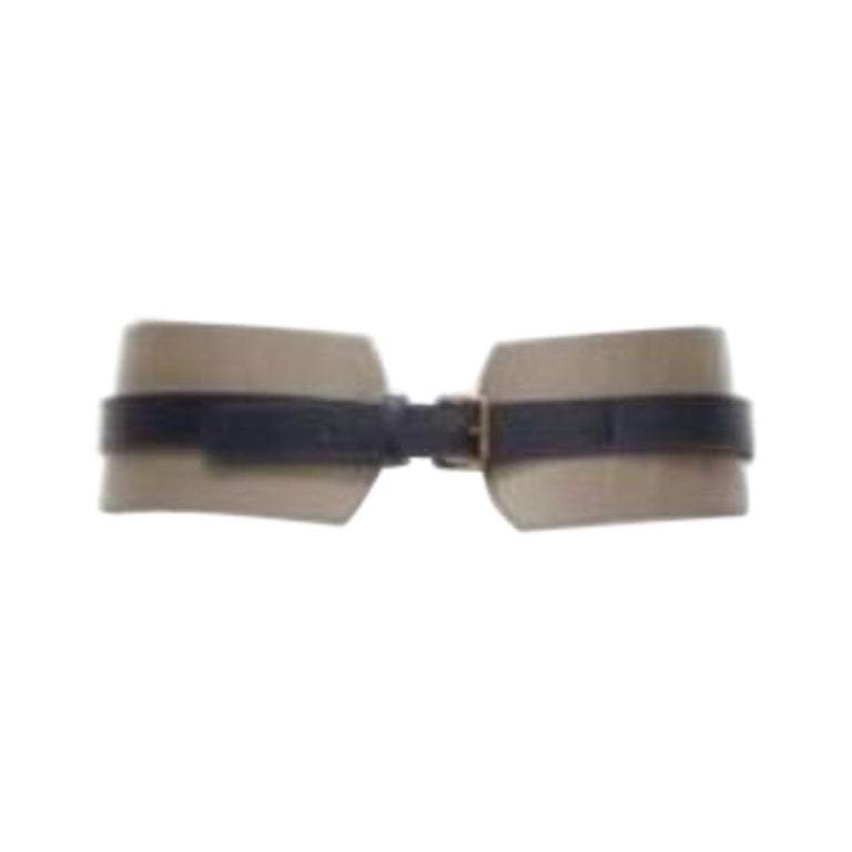 Maison BOINET cintura doppia in pelle di vacchetta marrone navy con fibbia dorata 70cm