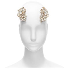 rare MEADHAM KIRCHHOFF Lilien Czech Runway crystals pearl bronze hairclips
