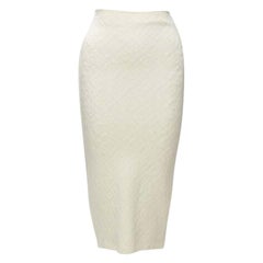 FENDI SKIMS cream logo jacquard high waisted pencil skirt IT36 XXS