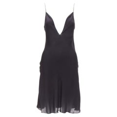 Oscar De La Renta 2018, 100% seta, abito nero con scollo a tuffo US0 XS