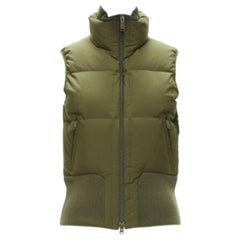 Y3 Yohji Yamamoto gilet in nylon verde con logo a collo alto e zip XS