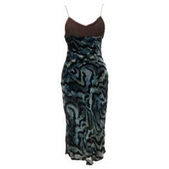 VOYAGE INVEST IN THE ORIGINAL LONDON green swirl velvet embroidered slip dress