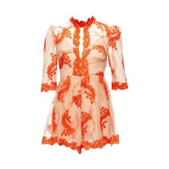 ALICE MCCALL Luna de miel naranja encaje nude superposición transparente forrado mameluco US6 M
