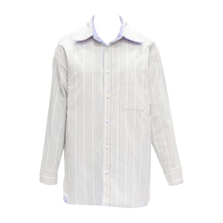 ACNE STUDIOS Camicia reversibile blu gessata grigia imbottita oversize FR34 XS