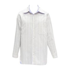 ACNE STUDIOS Reversible blue grey pinstripes padded oversized shirt FR34 XS